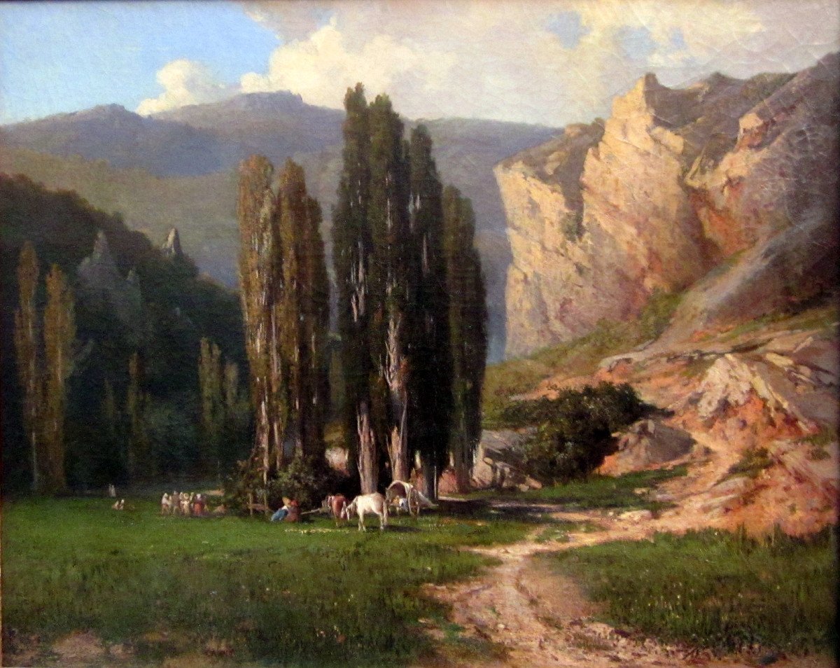 Louis Edouard Cauvin (1816-1900) Déjeuner Surl'herbe Dans Le Haut Var