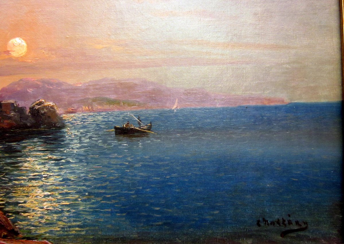 Louis Nattéro (1870-1915) Twilight On The Var Coast - Surroundings Of Toulon-photo-1