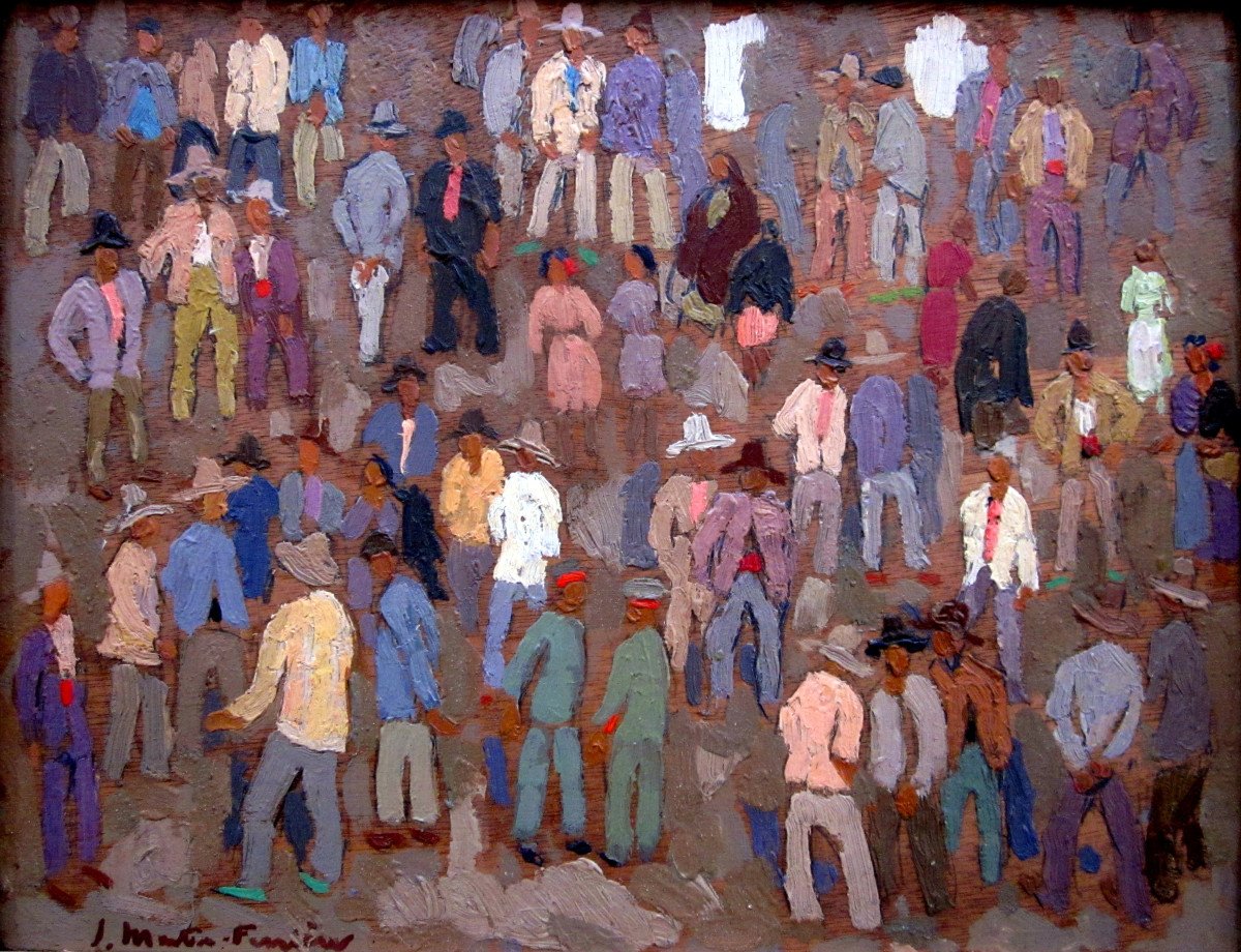 Jacques Martin Ferrières (1893-1972) Meeting Of Men In Spain In 1934