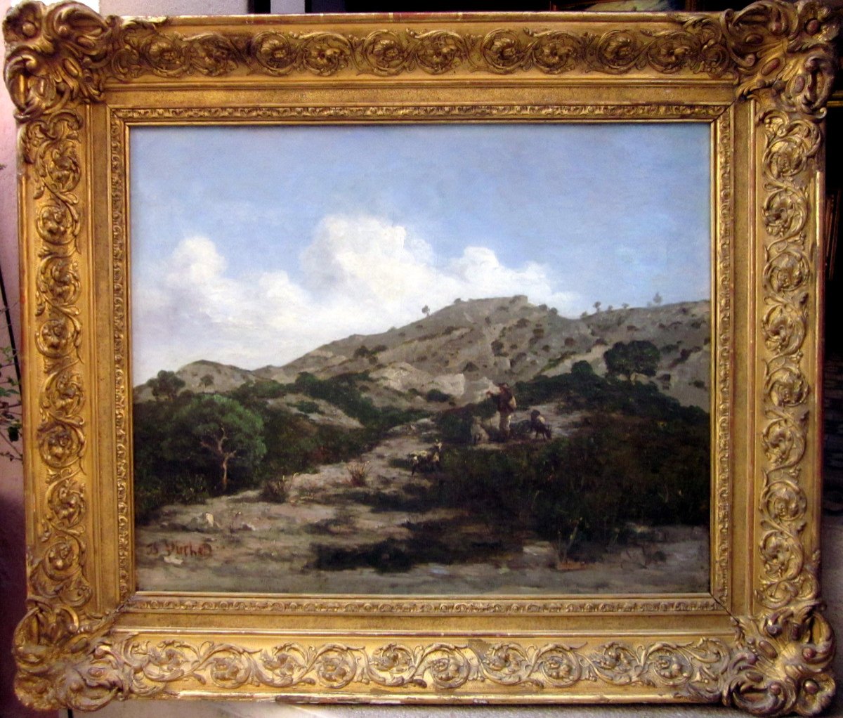 Joseph Suchet (1824-1896)  Goatherd And His Animals On The Heights Of Marseille-photo-3
