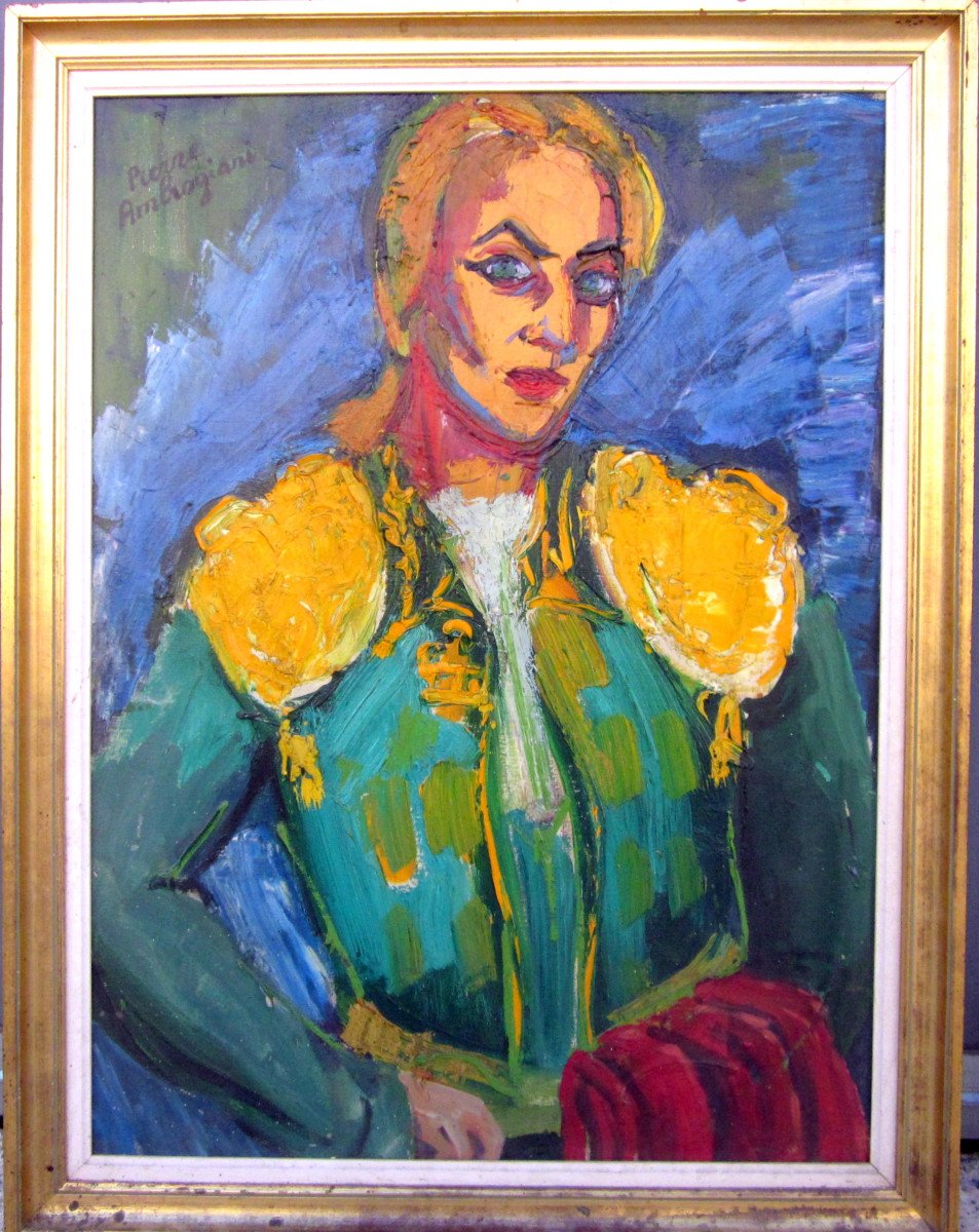 Pierre Ambrogiani (1907-1985) Portrait De Femme En Habit De Toréador-photo-2