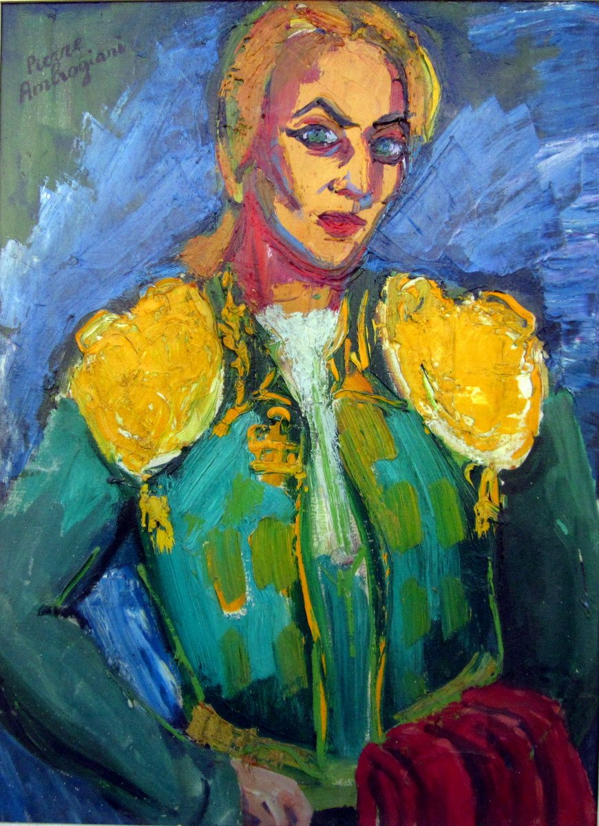 Pierre Ambrogiani (1907-1985) Portrait De Femme En Habit De Toréador
