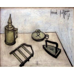 Bernard Buffet (1928-1999) Nature Morte Au Fer à Repasser Et Bougeoir 