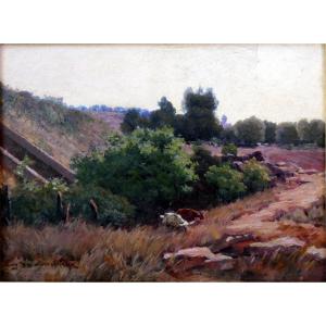 Eugène De Barbériis (1851-1937) Paysage Provençal Aux Chèvres 