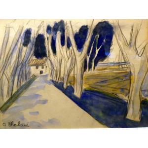 Auguste Chabaud (1882-1955) l'Allée De Platanes Du Mas 