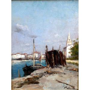 Victor Coste (1844-1923) Filets De Pêche étendus à Martigues