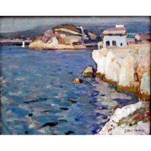 Jean Aubery (1880-1952)  Marseille, La Corniche Et l'Hotel Peron 