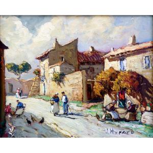 Joseph Hurard (1887-1956) The Rue Des Peintres In Villeneuve Lez Avignon