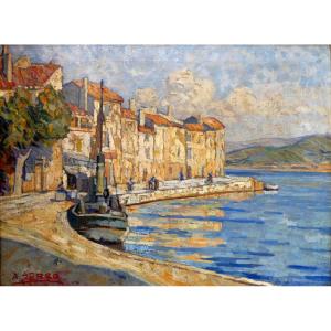 Antoine Serra (1908-1995) Fishing Boat At The Quay In La Ciotat