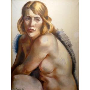 André Favory (1889-1937) Young Naked Woman Seated