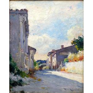 Edouard Ducros (1856-1936) Vieille Rue Dans Un Village Provençal