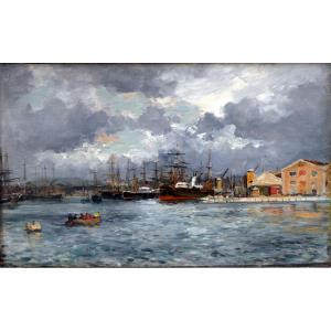 Raphaël Ponson (1835-1904) Les docks à Marseille 