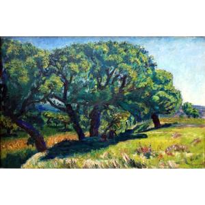 René Seyssaud (1867-1952) Le repos sous les grands chênes