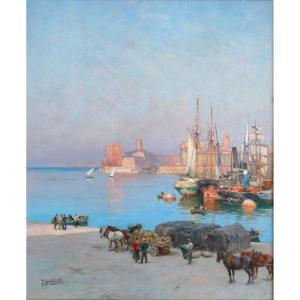 Joseph Garibaldi (1863-1941) le matin sur le Vieux Port de Marseille