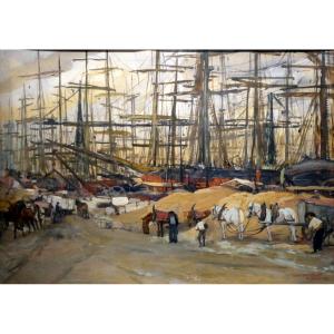 August Eduard Wenzel (1895-1971) Travaux sur le Vieux Port de Marseille