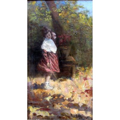 Raymond Allègre (1857-1933) Young Girl In The Garden