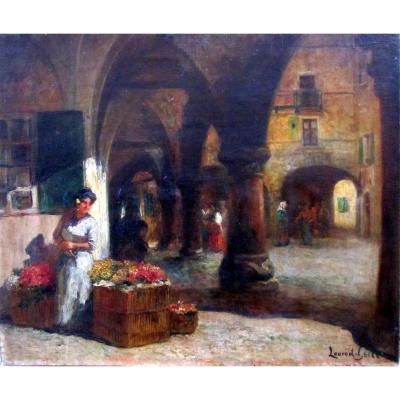 Laurent Gsell (1860-1944) La Marchande De Fleurs Sous Les Arcades 