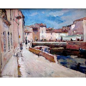 Jean Aubéry (1880-1952) Quai Animé à Martigues