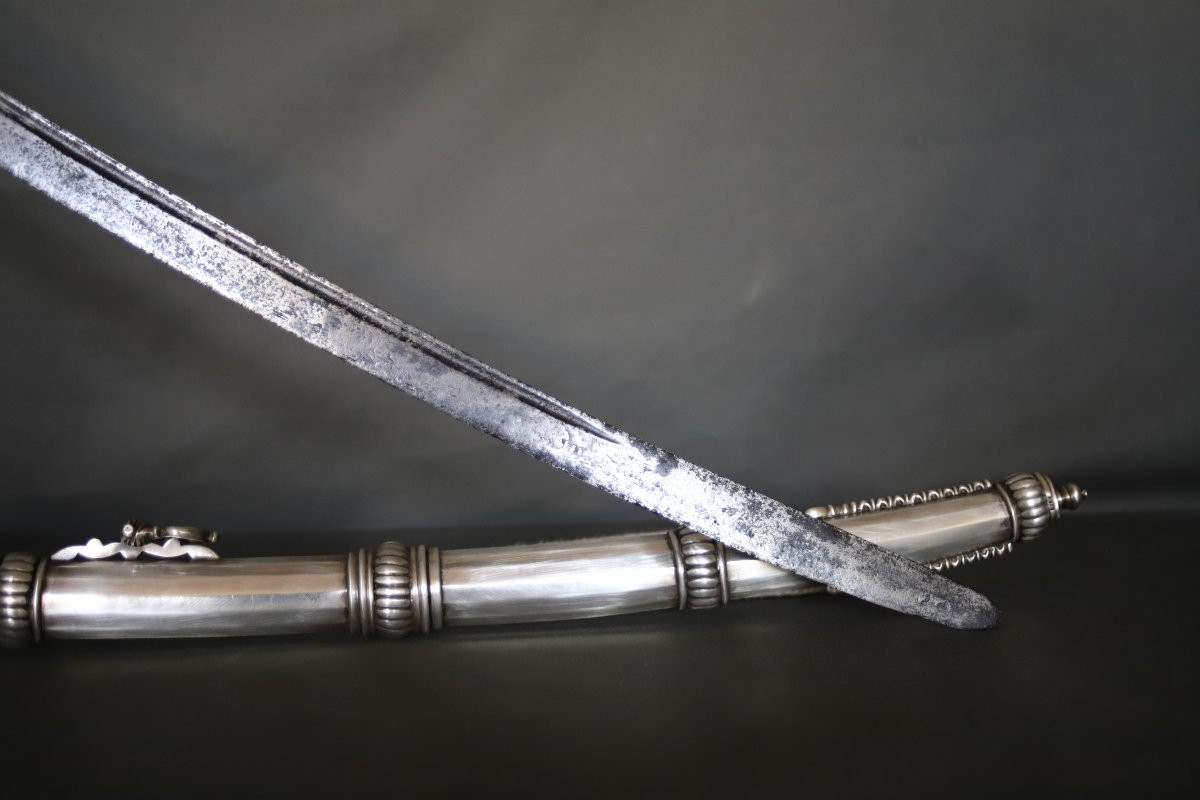 Sabre Nimcha Fourreau Argent 800/1000 - Maroc, 19ème 1ère Moitié 20ème Siècle-photo-3