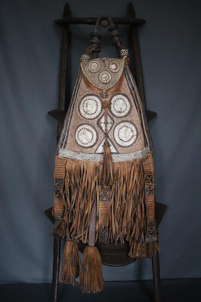 Tuareg Leather Bag Known As Arreg - Southern Algeria, Niger, Late 19th Early 20th Century