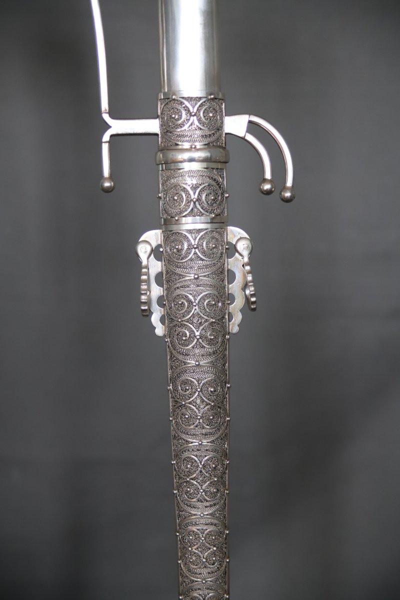 Moroccan Dagger Present All In Solid Silver - Morocco, 2nd Half Of The 20th Century-photo-6