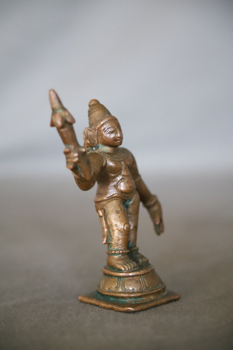 Petit Bronze Indien En Représentation De Skanda - Inde Du Sud, 19ème Siècle Ou Antérieur-photo-4