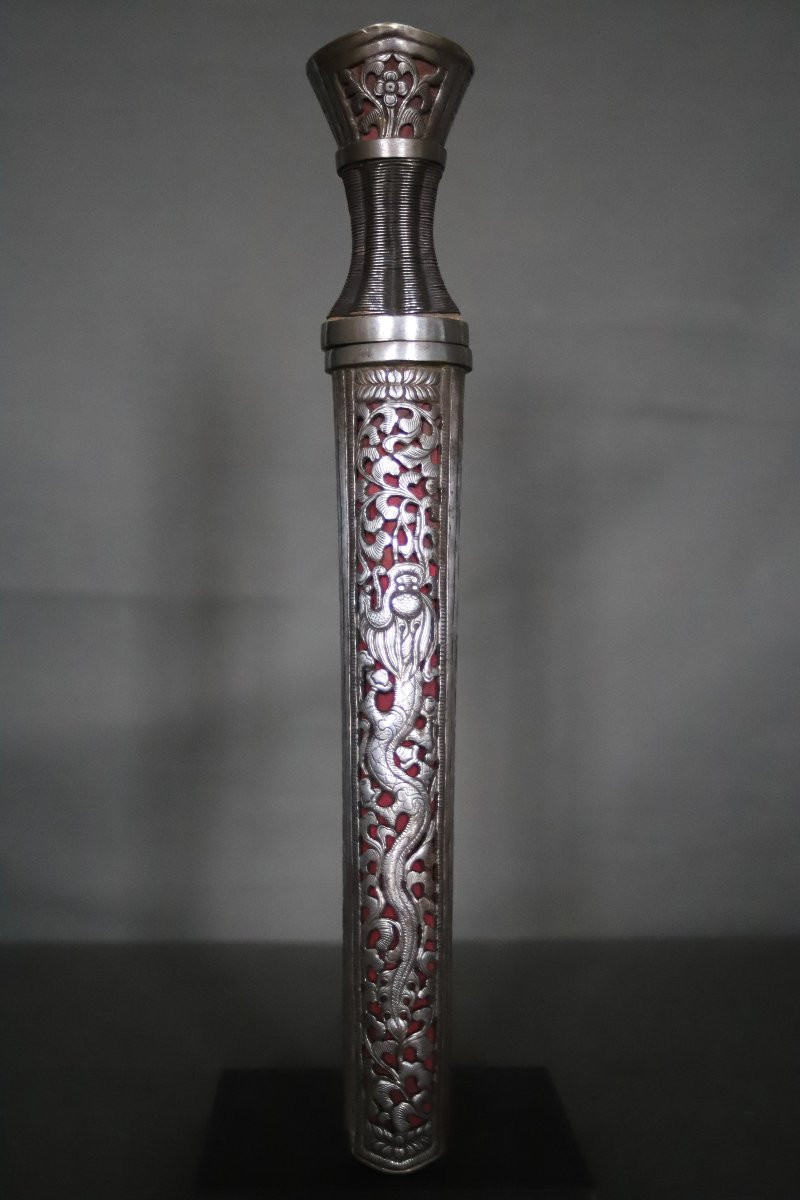 Openwork All-steel Dagger Known As Patag - Bhutan Or Tibet, 19th 1st Half 20th Century-photo-2