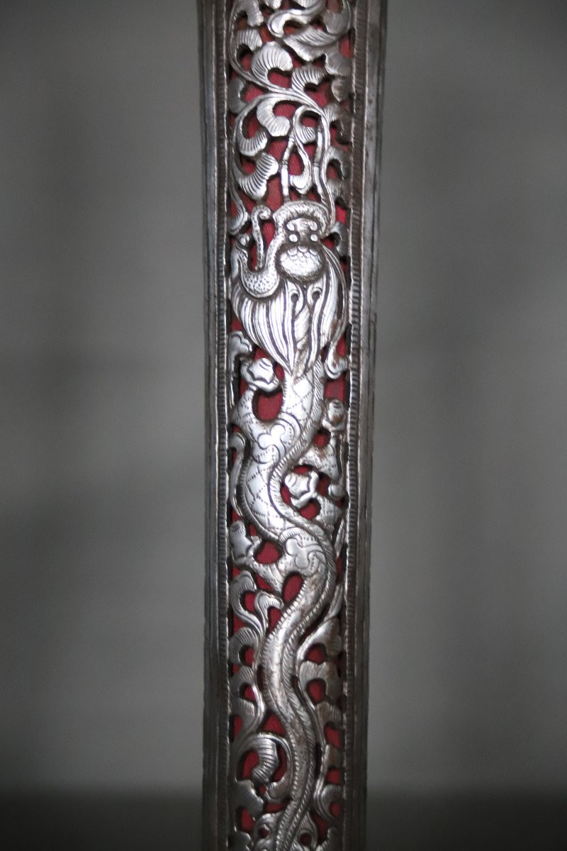 Openwork All-steel Dagger Known As Patag - Bhutan Or Tibet, 19th 1st Half 20th Century-photo-3