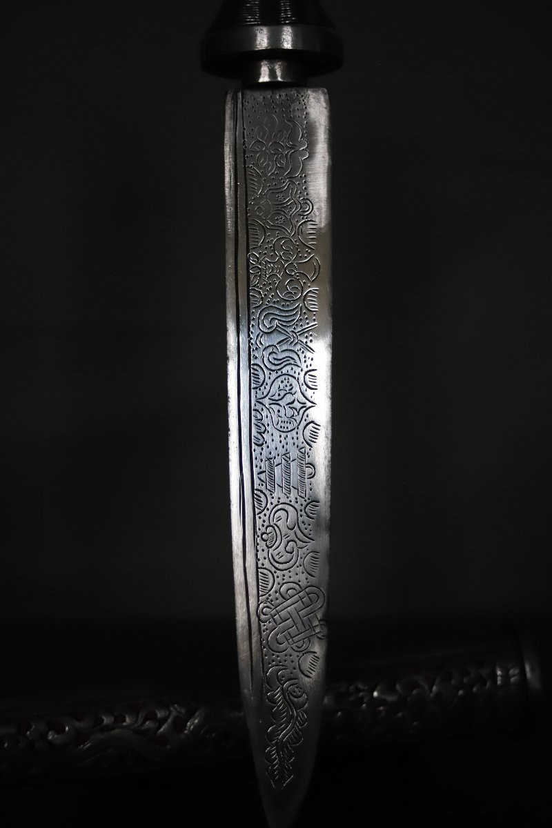 Openwork All-steel Dagger Known As Patag - Bhutan Or Tibet, 19th 1st Half 20th Century-photo-5