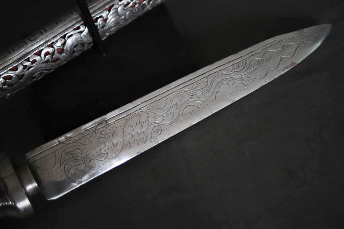 Openwork All-steel Dagger Known As Patag - Bhutan Or Tibet, 19th 1st Half 20th Century-photo-7