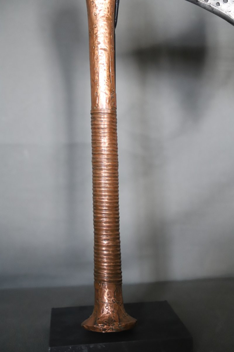 Prestige Axe In Wrought Iron And Copper - Songye, Drc, Zaire, Early 20th Century-photo-4