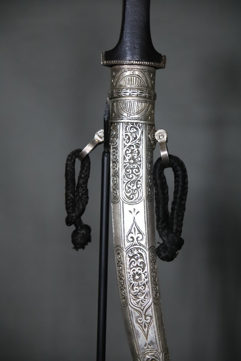 Moroccan Koumya Dagger, Solid Silver And Ebony - Morocco, Circa 1930-40-photo-2
