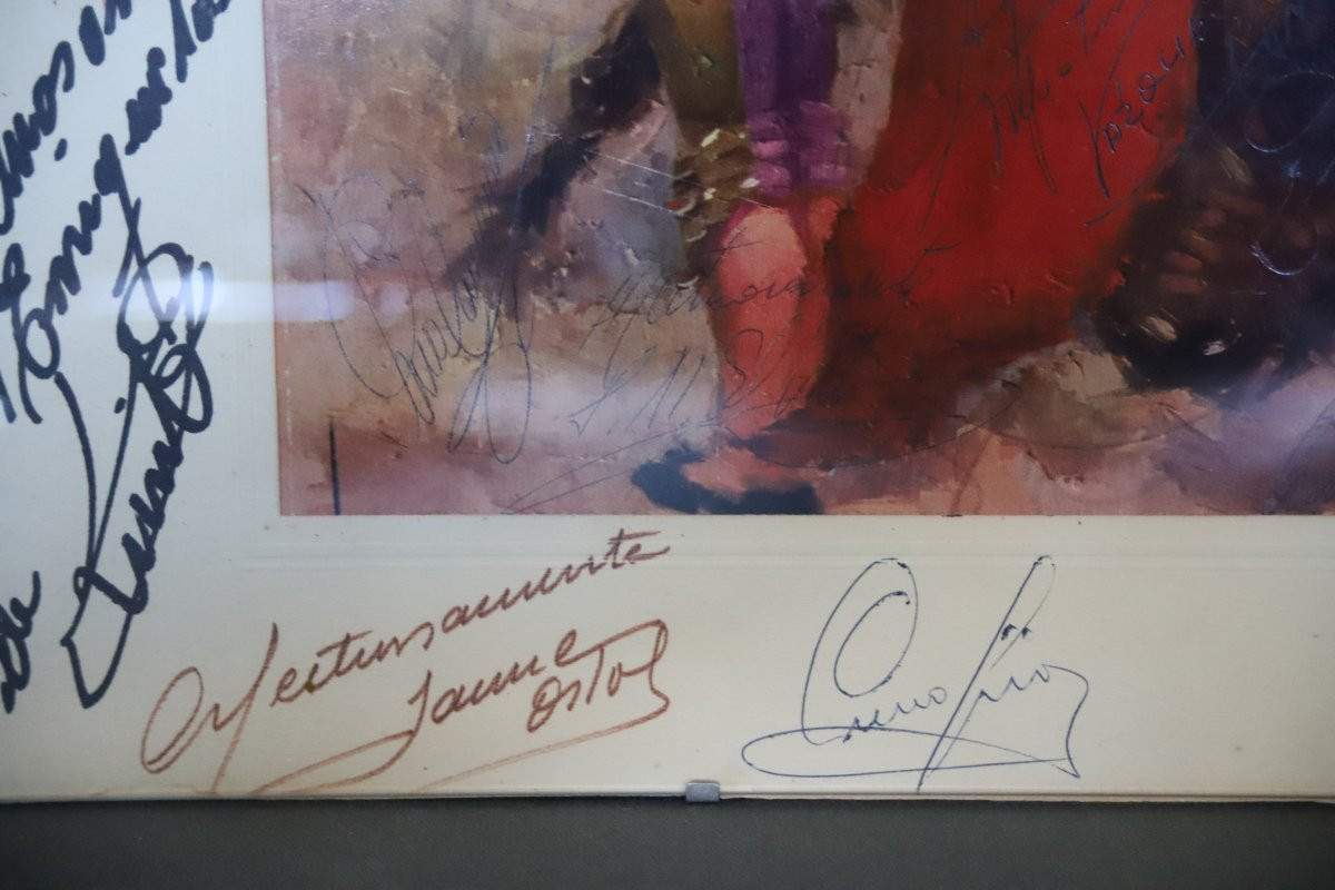 Bullfighting: 2 Signed Prints Of Hemingway And Great Bullfighters And Matadors (1950-60)-photo-7