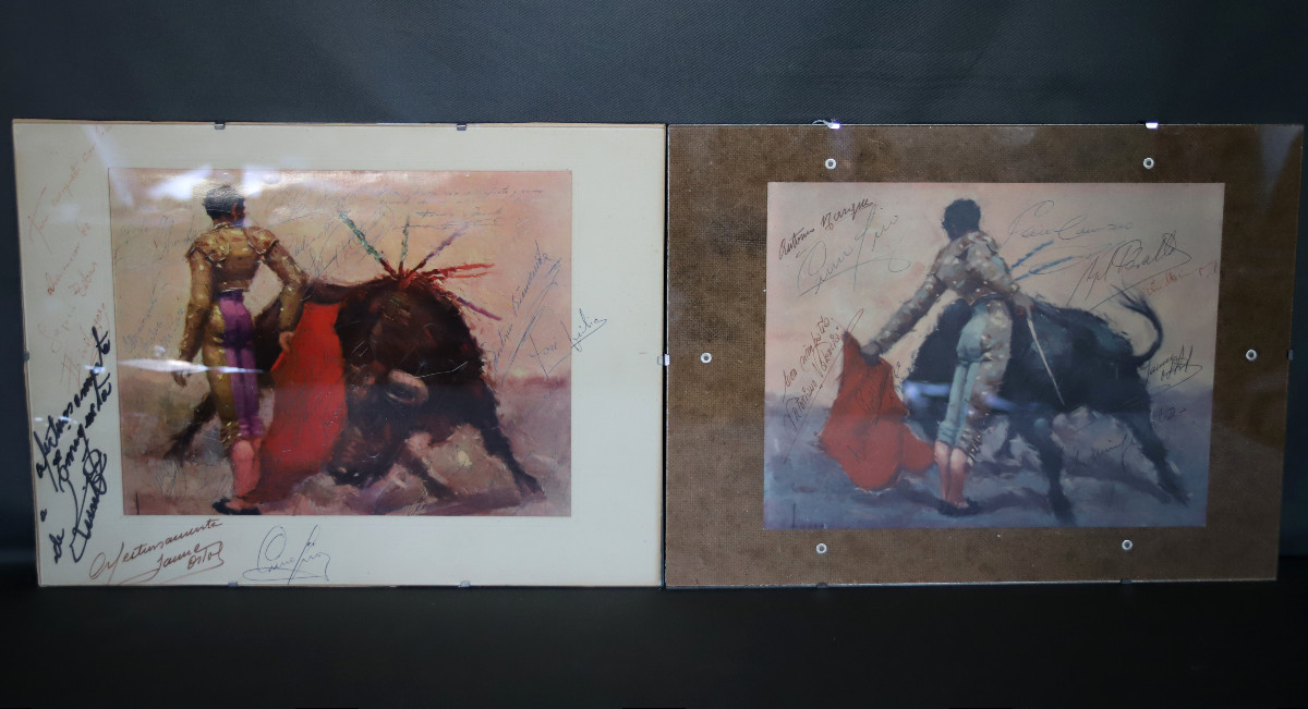 Bullfighting: 2 Signed Prints Of Hemingway And Great Bullfighters And Matadors (1950-60)