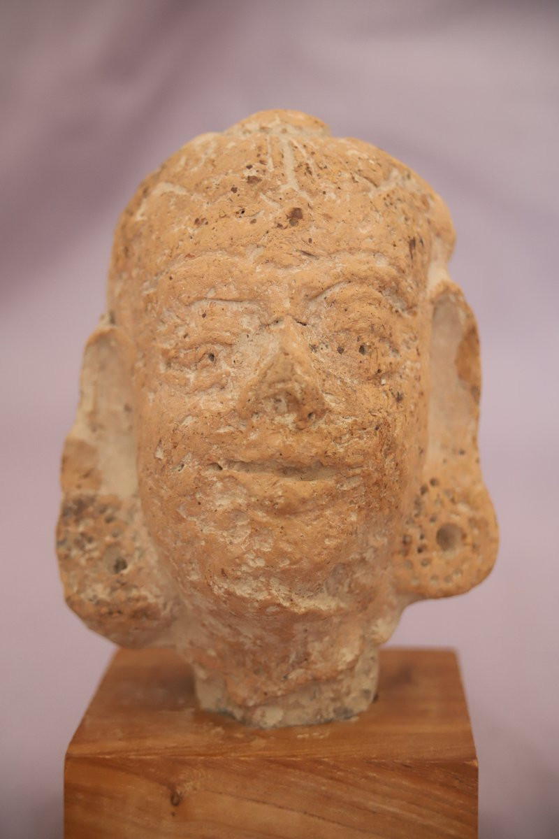 Terracotta Female Head - India, Gupta Period, 4th-6th Century-photo-2
