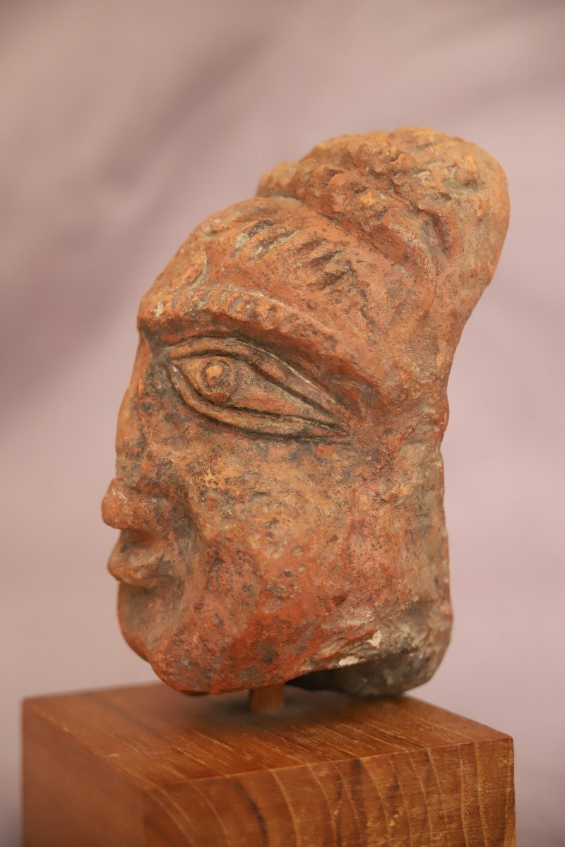 Tête En Terre Cuite - Inde, Période Gupta, 4ème-6ème Siècle -photo-3
