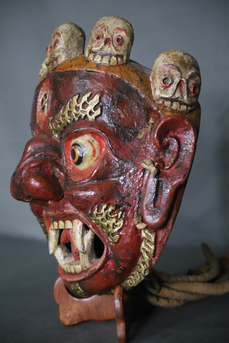 Ancien Masque Rituel De Mahakala - Népal Ou Tibet, 20ème Siècle -photo-3