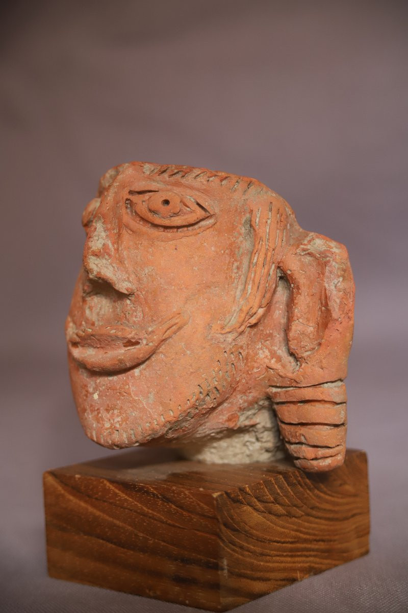 Terracotta Male Head - India, Gupta Period, 4th-6th Century -photo-1