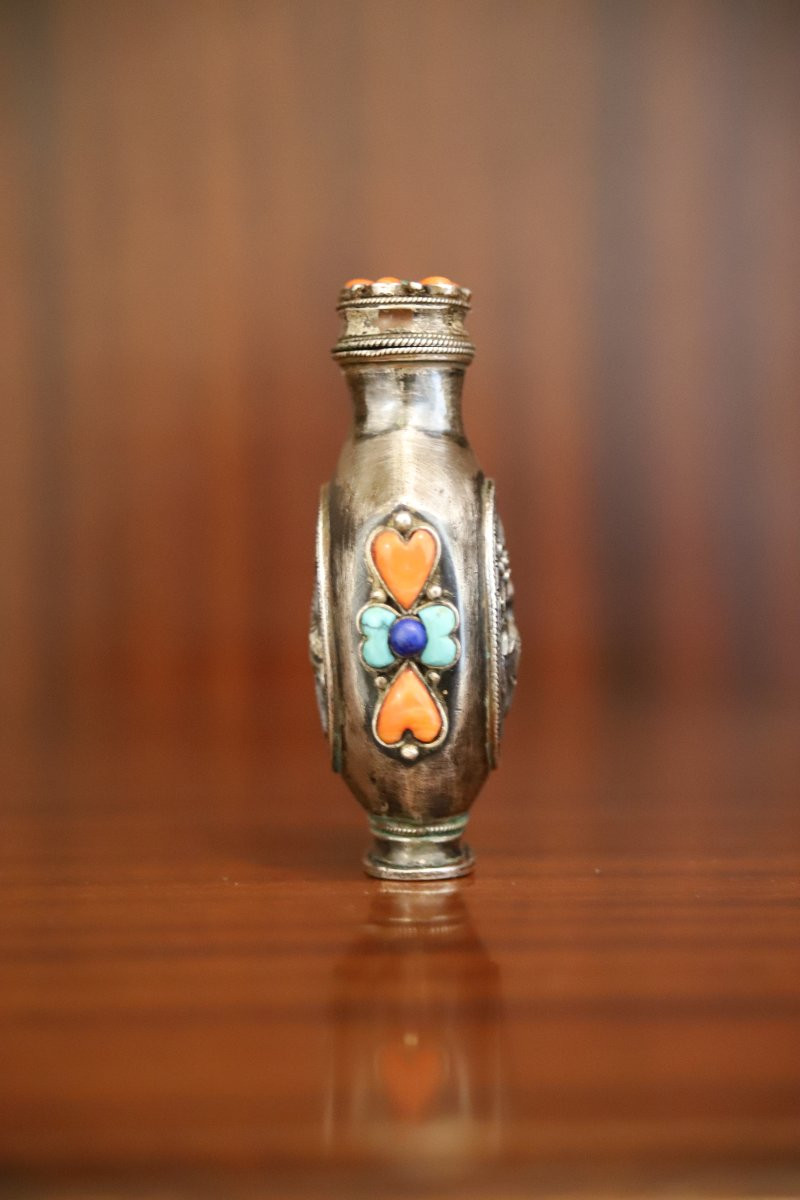 Tabatière En Argent - Tibet Ou Mongolie, 19ème Siècle-photo-1