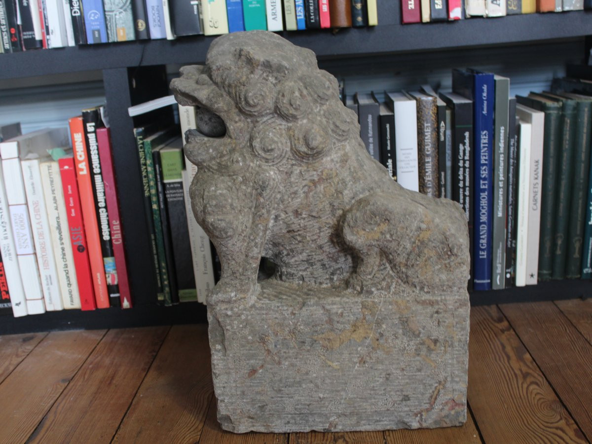Chinese Sculpture Of A Lion With A Pearl - China, Shaanxi Province, 19th Century-photo-4