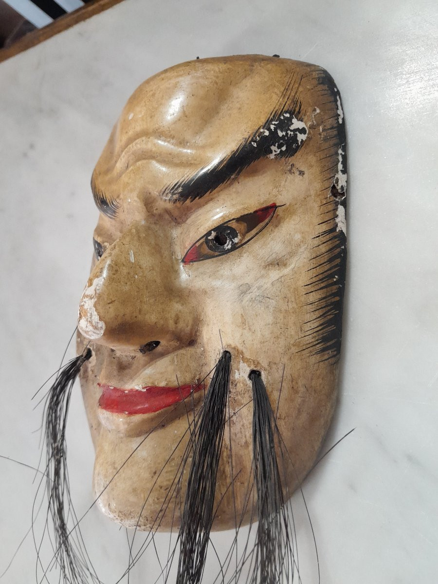 Petit masque Japonais  en bois du théâtre Nô - Japon-photo-3