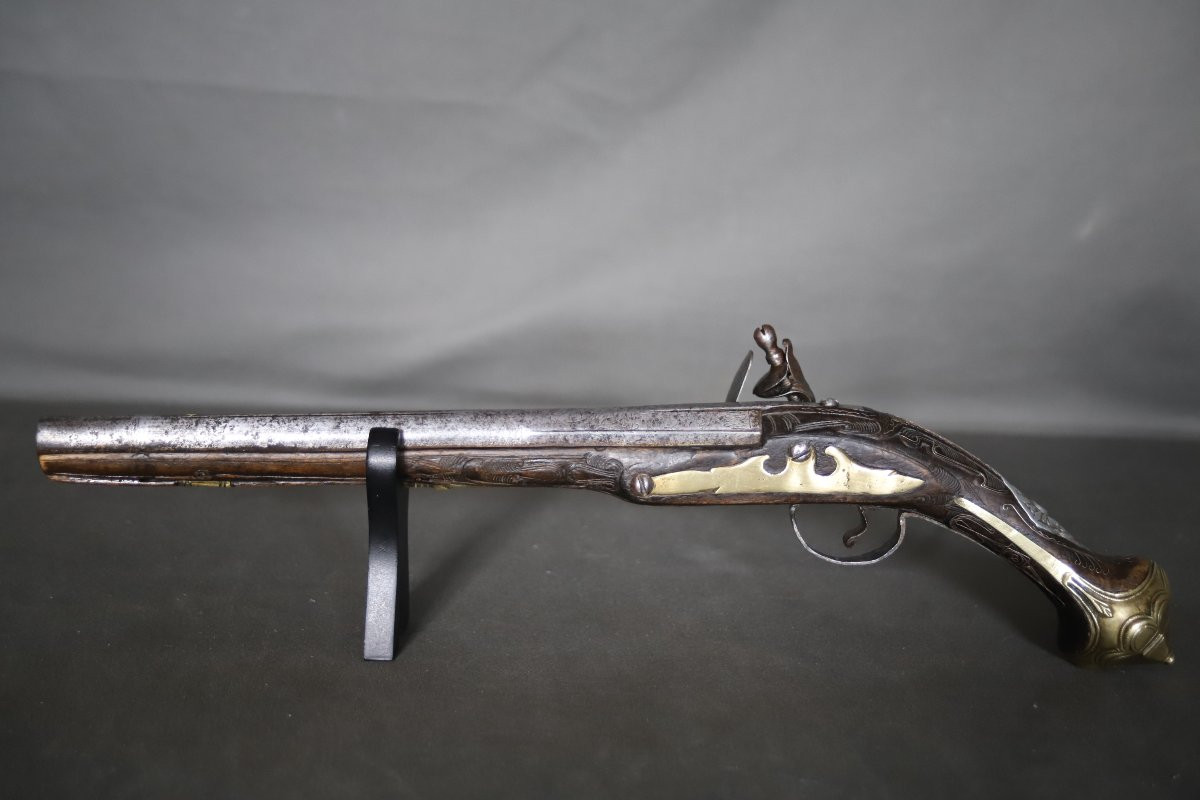  Oriental Flintlock Pistol - Ottoman Balkan Work, 19th Century-photo-3