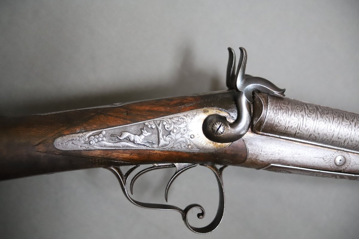 Fusil de chasse de luxe calibre 16 à broche type lefaucheux - 2nde moitié 19ème siècle-photo-4