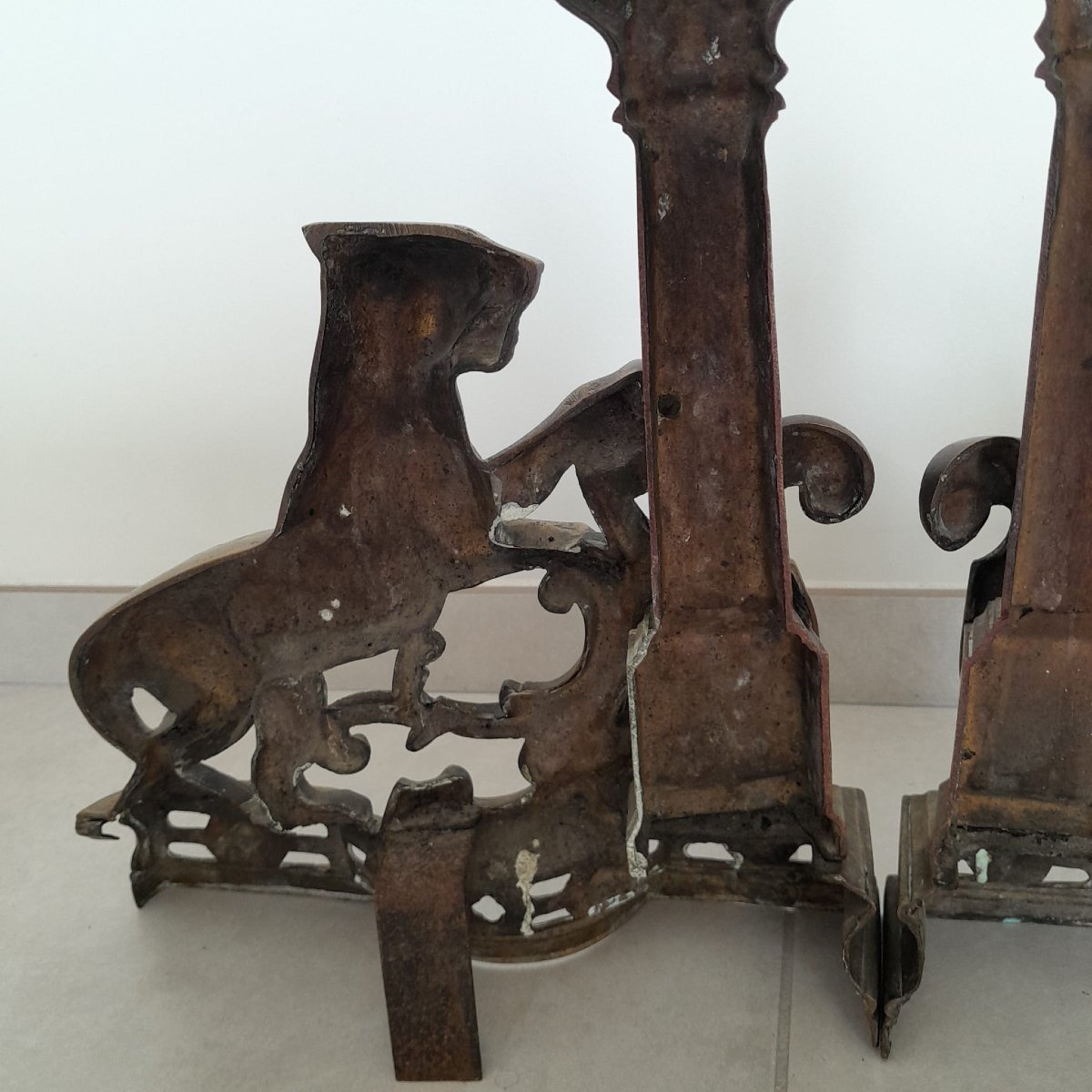 Paire de chenets en bronze -  France, 19ème siècle-photo-7