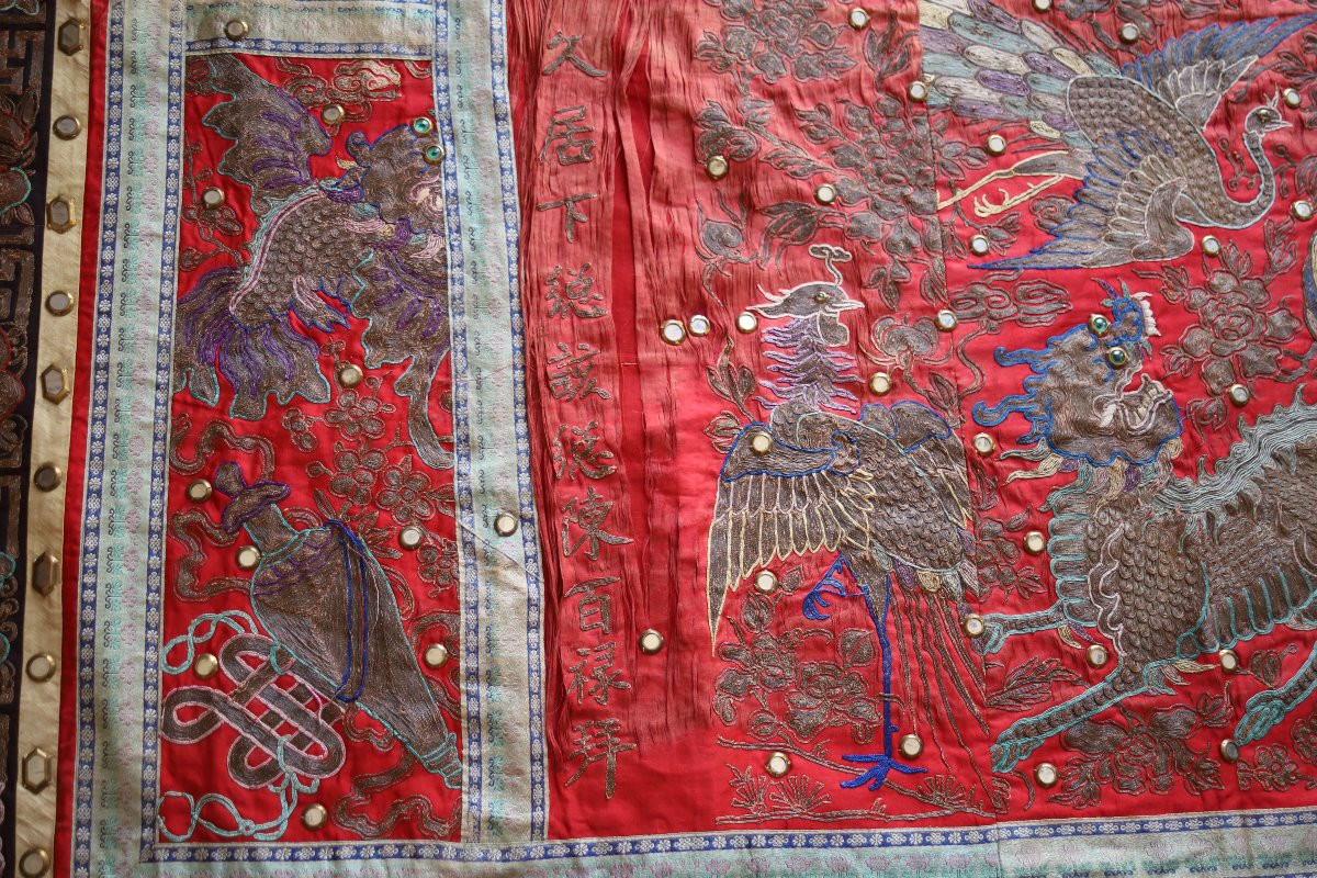 Deux broderies en soie et coton - Chine ou Vietnam, vers 1900-photo-1