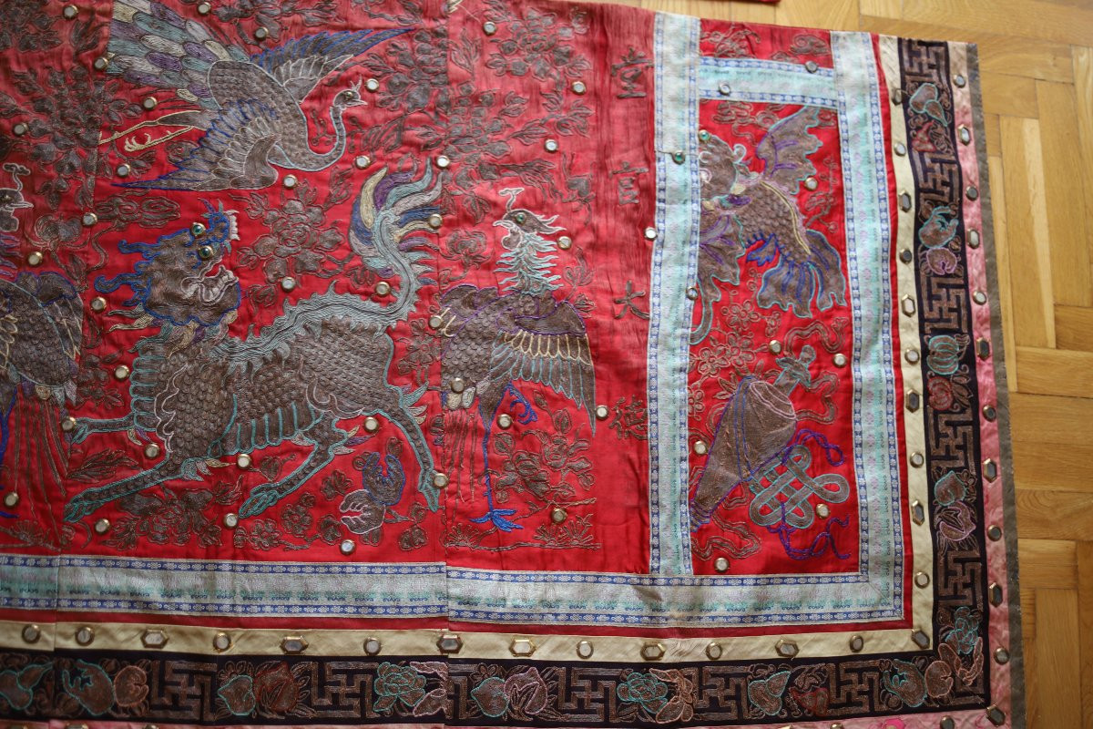 Deux broderies en soie et coton - Chine ou Vietnam, vers 1900-photo-2