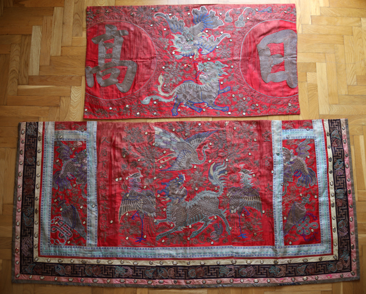 Deux broderies en soie et coton - Chine ou Vietnam, vers 1900