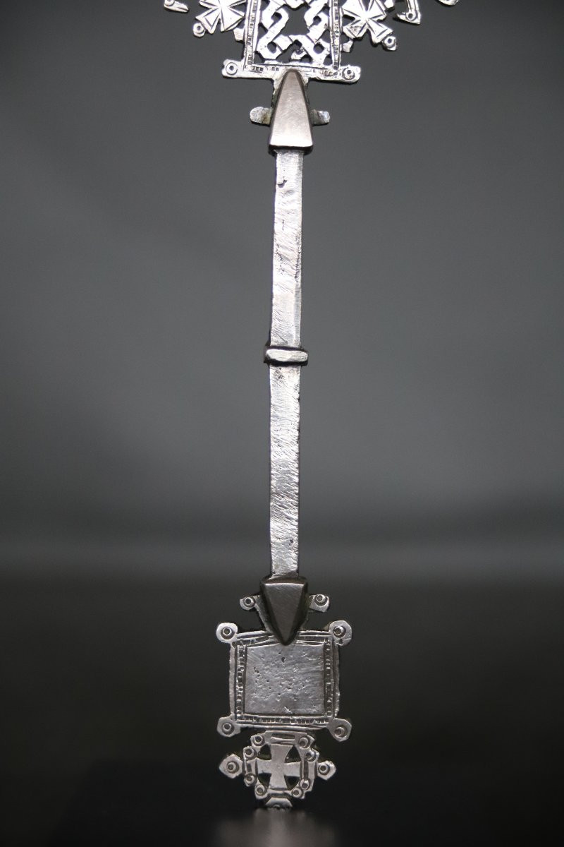 Croix à main Orthodoxe en argent dite Yaegg Masqal - Ethiopie, début 20ème siècle ou antérieure-photo-3