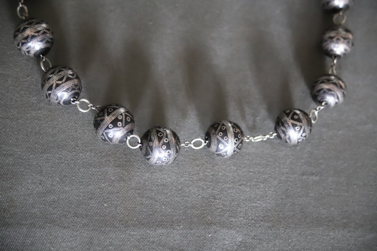 Collier en ébène et argent dit Glâda - Mauritanie, début 20ème siècle-photo-3