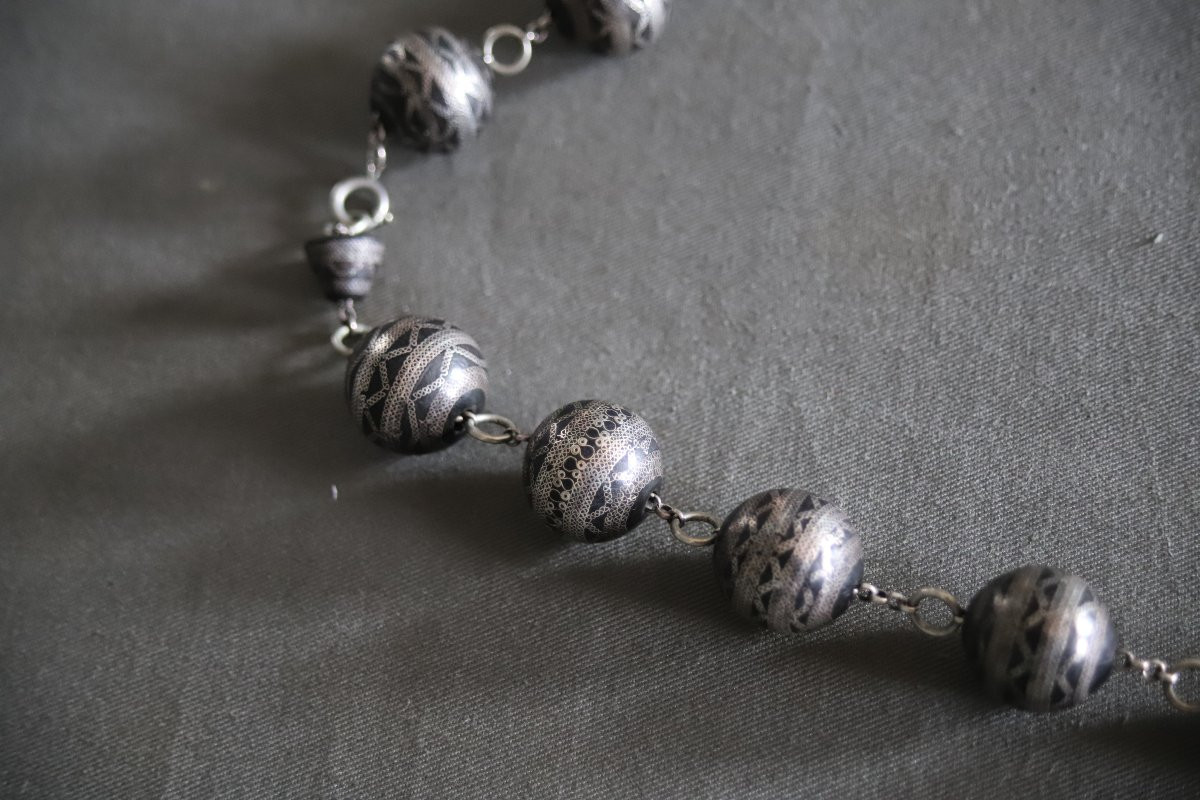 Collier en ébène et argent dit Glâda - Mauritanie, début 20ème siècle-photo-6